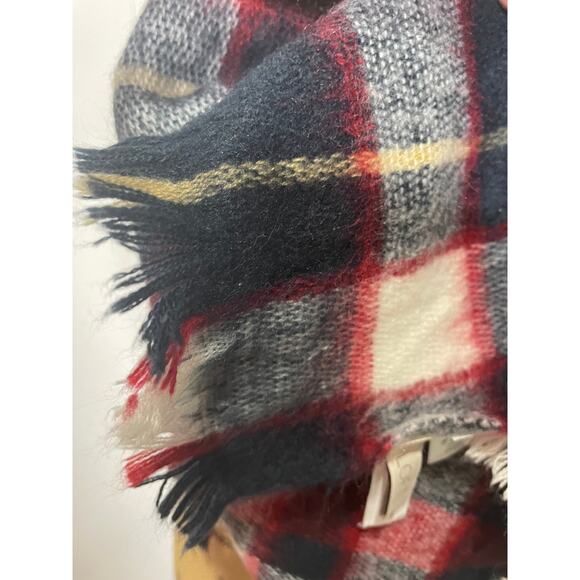 Loft Large Blanket Scarf Red White & Blue  Nwot Can Be Worn Several Ways - Picture 7 of 9